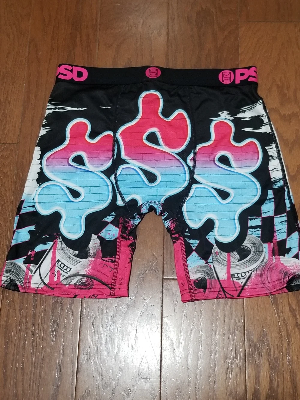NEW! PSD Men's Graffiti Dollar-Sign Boxer Briefs - Black, Blue sz Medium NWT
